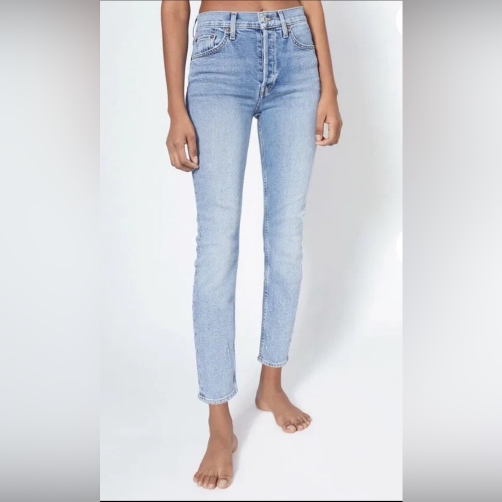 RE/DONE NWT 90s Ultra High Rise Ankle Crop Jeans 28 Costa Indigo